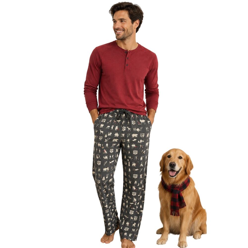 Eddie Bauer Men’s Flannel Pajama Lounge Pants Outdoor Print Size Medium
